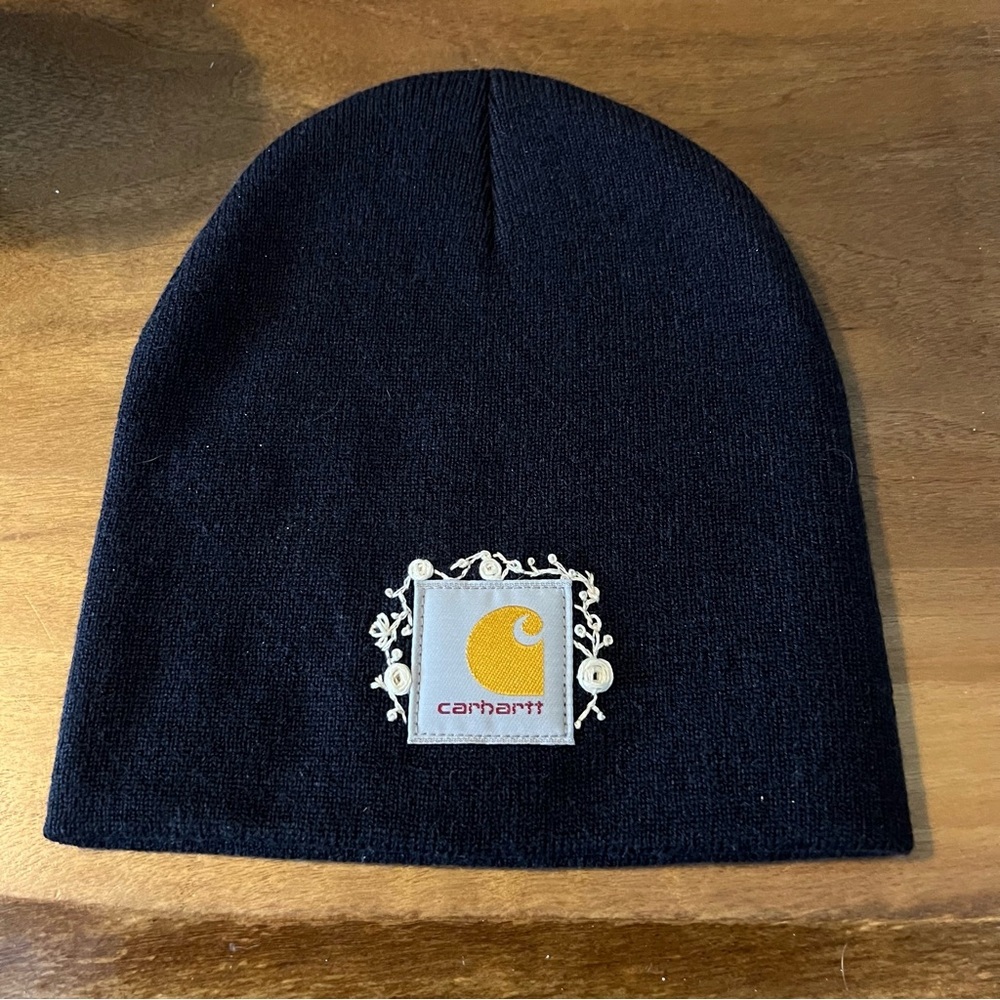 Carhartt artisan hand embroidered stocking hat beanie with natural flowers warm